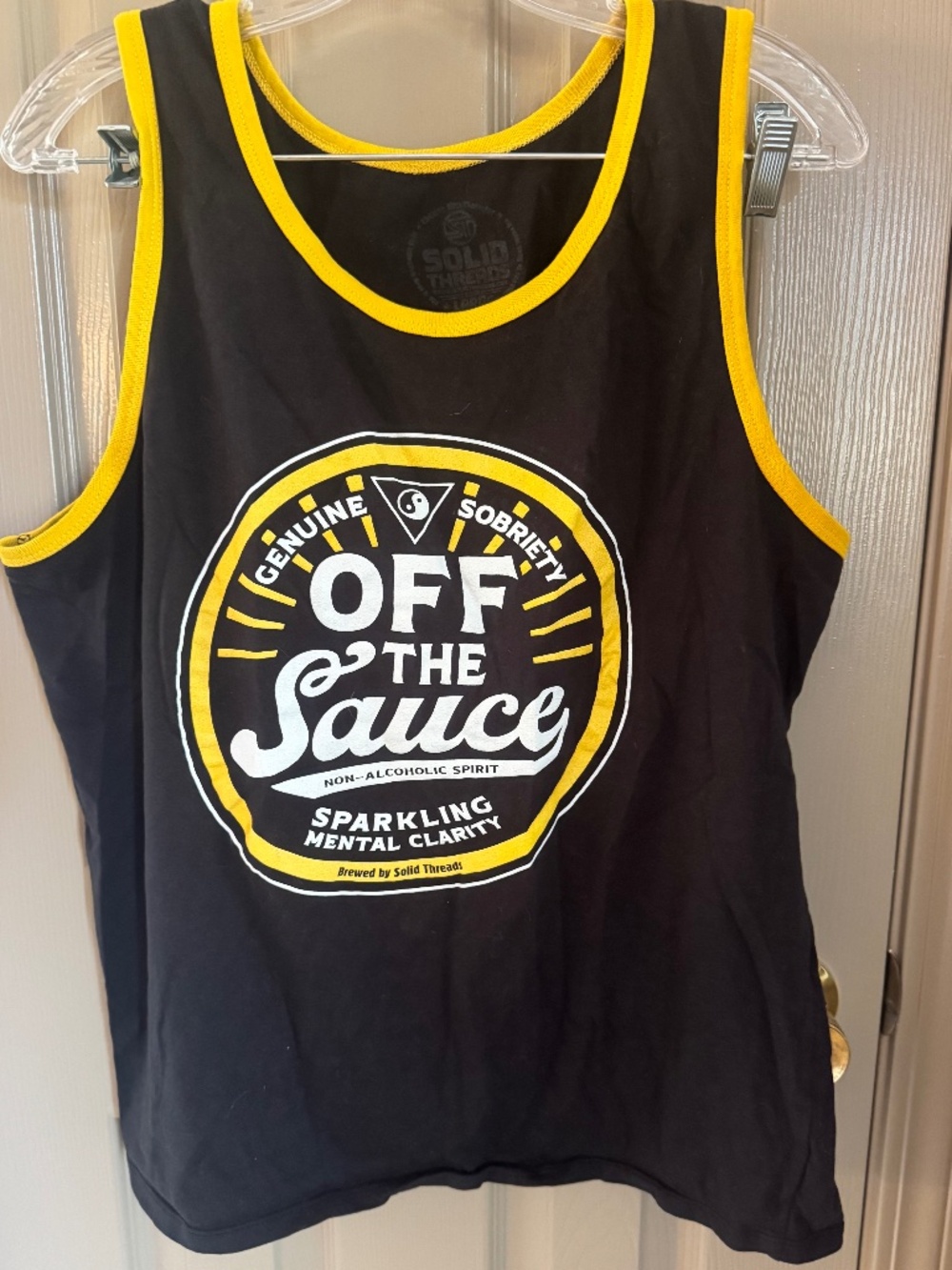 Solid Threads Men's black 'off the sauce' tank top Sz L